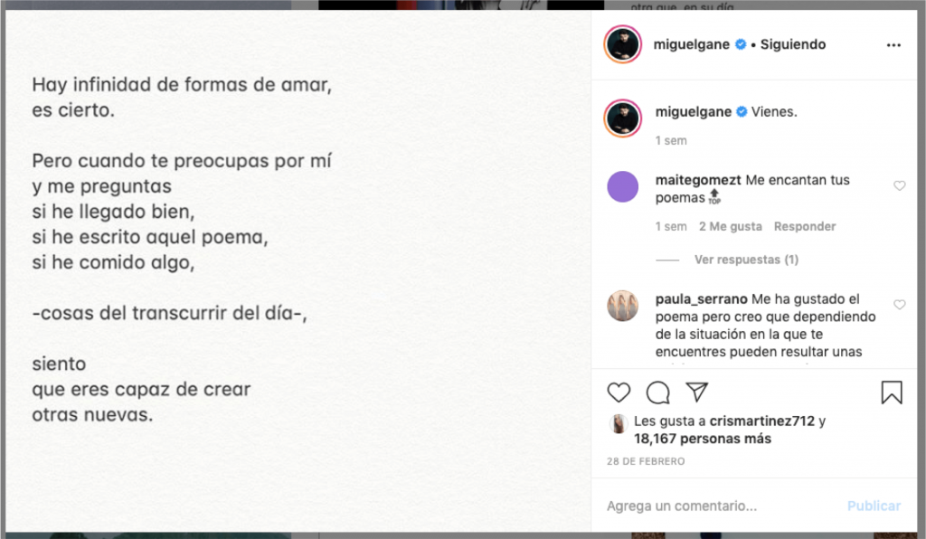 Miguel Gane: poesía en instagram
